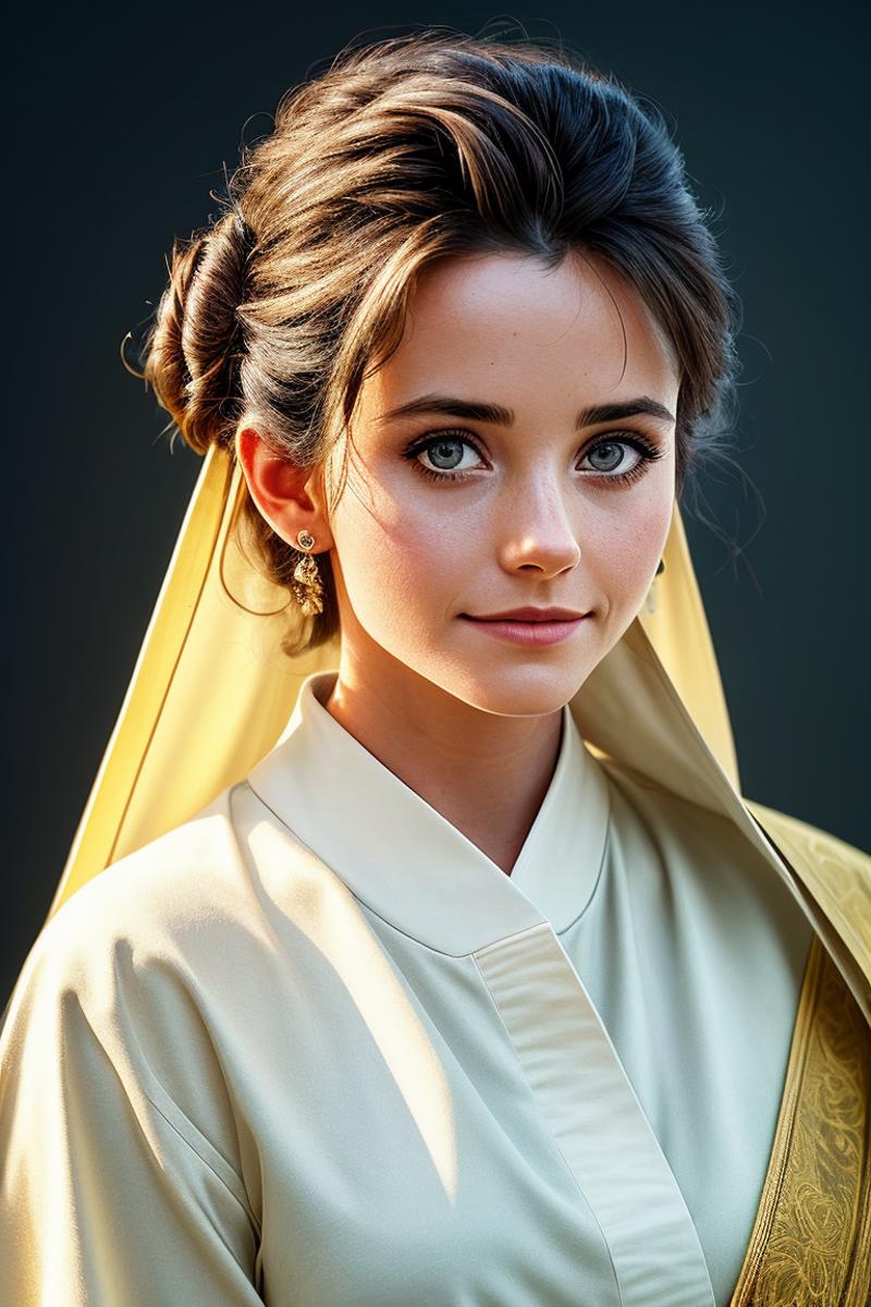 00401-1888415866-FinalReality-photo of beautiful (c0urteneyc0x-130_0.99), a woman with perfect hair, hair upsweep updo, wearing (yellow cassock_1.1),  ((Moder.png